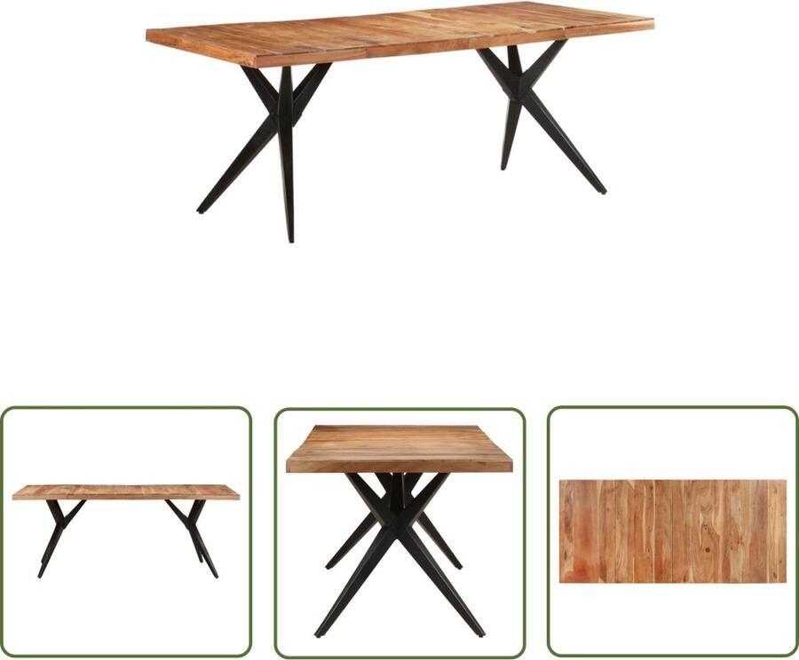 The Living Store Houten Eettafel Acacia 200 x 90 x 76 cm Uniek design Eettafel Acacia Houten Eettafel Salontafel Eetkamertafel Diningtable - Foto 3