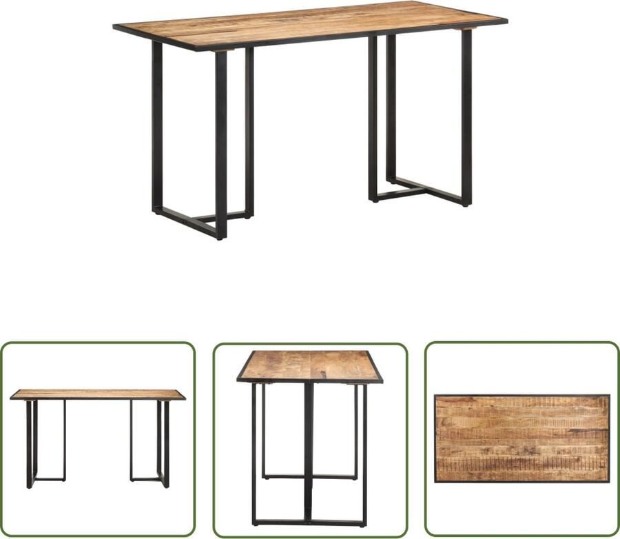 The Living Store IndustriÃle houten eettafel 140x70x76 cm Massief mangohout Industriële Eettafel Houten Eettafel Mangohouten Eettafel Bruin Salontafel