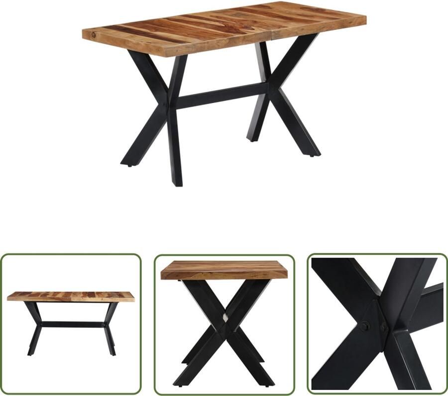 VidaXL Houten Eettafel Industriële Eettafel 140x70x75 cm massief acaciahout Sheeshamhoute Eettafel Industrieel Salontafel