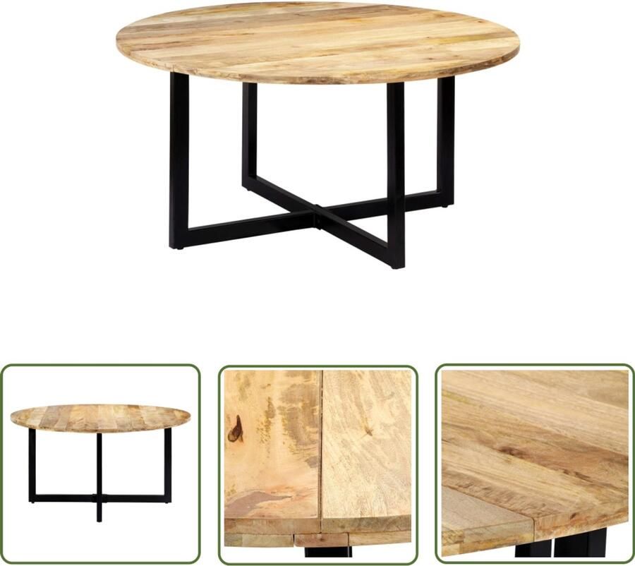 The Living Store Eettafel 150x73 cm massief mangohout Industriële Eettafel Houten Eettafel Mangohouten Tafel Eethoek Meubilair Salontafel