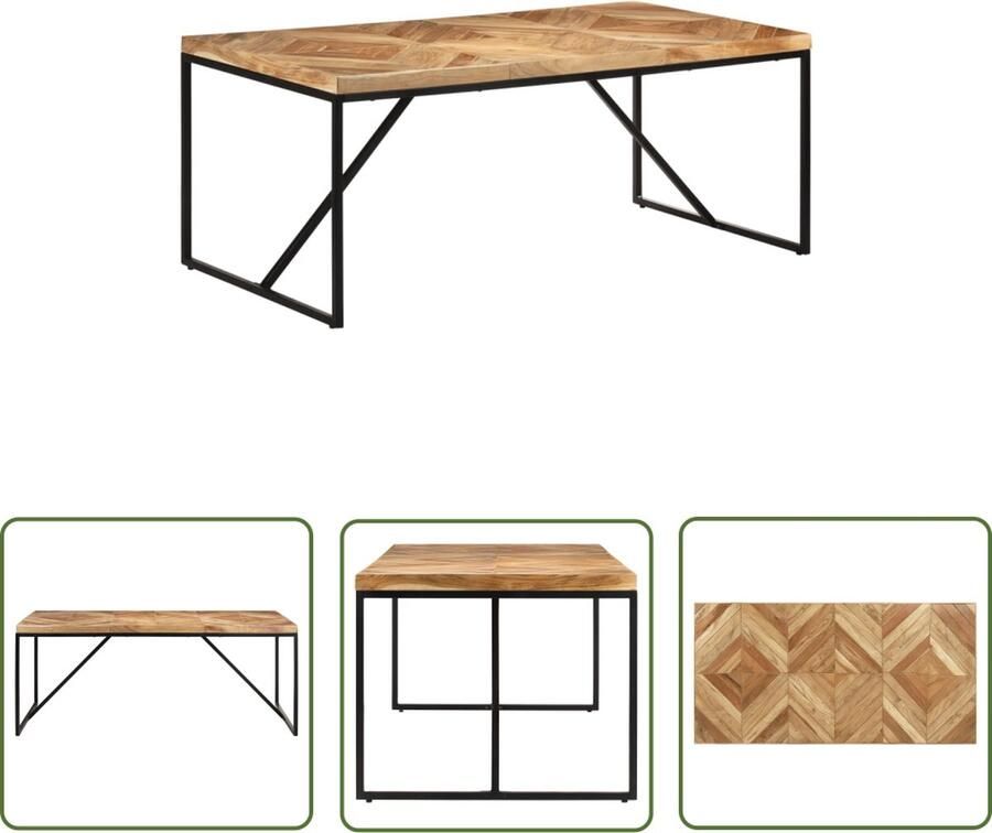 The Living Store Eettafel IndustriÃle Houten Keukentafel Massief Acacia- en Mangohout 180 x 90 x 76 cm Chevron MozaÃ¯ek Design Industriële Eettafel Houten Eettafel Acacia Hout Eettafel Mangohout Eettafel Salontafel - Foto 2