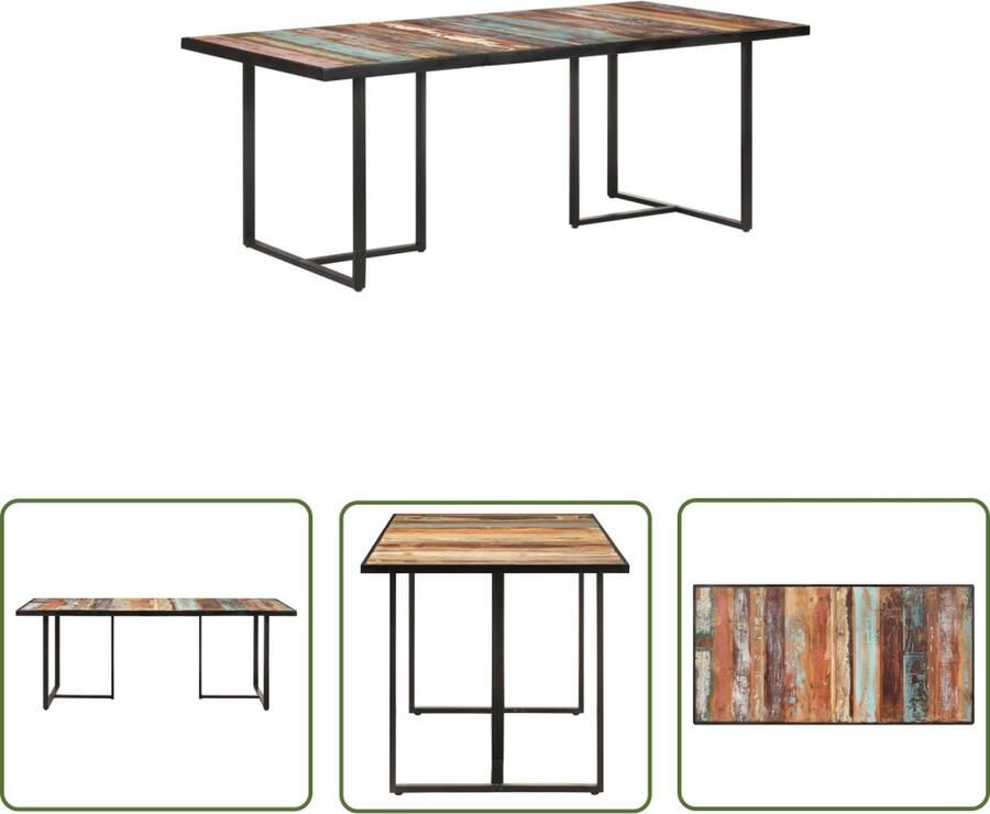 The Living Store Houten eettafel Industrieel 200 x 100 x 76 cm Massief gerecycled hout Industriele Eettafel Houten Eettafel Vintage Eettafel Houten Meubilair Salontafels