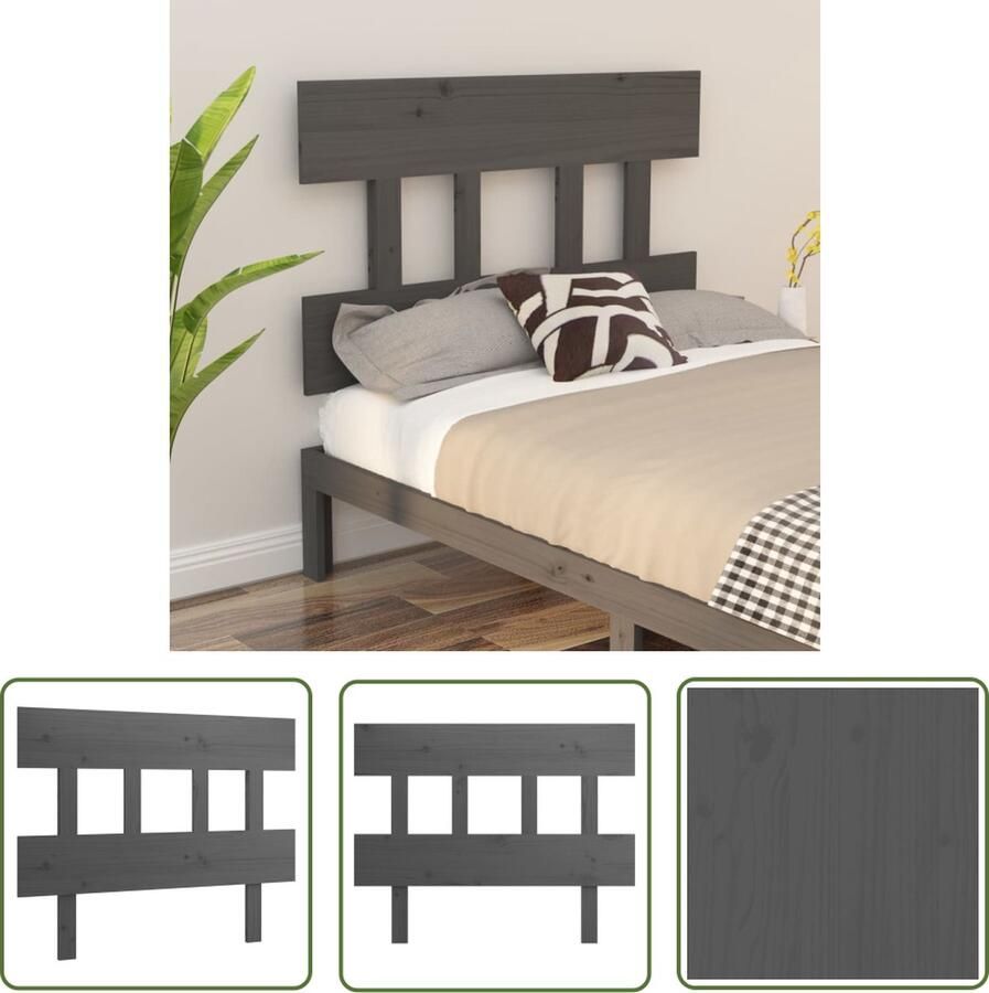 The Living Store Houten Hoofdeinde Grijs 103.5 x 3 x 81 cm Rustieke Charme Hoofdboard Houten Hoofdbord Hoofdeinde Rustic Interieur Slaapkamer Meubels
