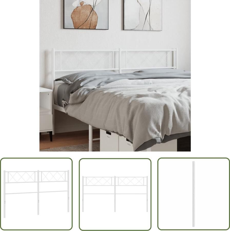 The Living Store Klassieke Hoofdbord Metalen 125 x 3 x 90 cm Wit Klassieke Hoofdbord Houten Hoofdbord Metalen Hoofdbord Witte Hoofdbord 120 Cm