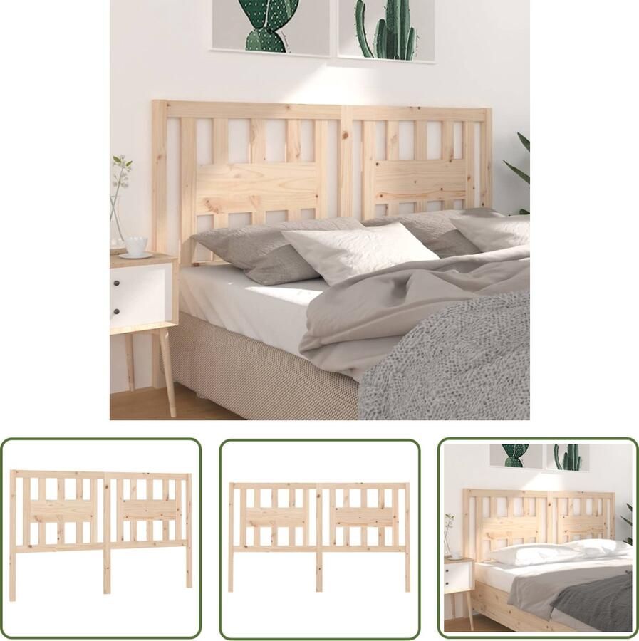 The Living Store Klassiek hoofdeinde Hout 206 x 4 x 100 cm Rustiek Klassieke Hoofdbord Houten Hoofdbord Rustic Headboard Bed Frame Decor Bedroom Furniture