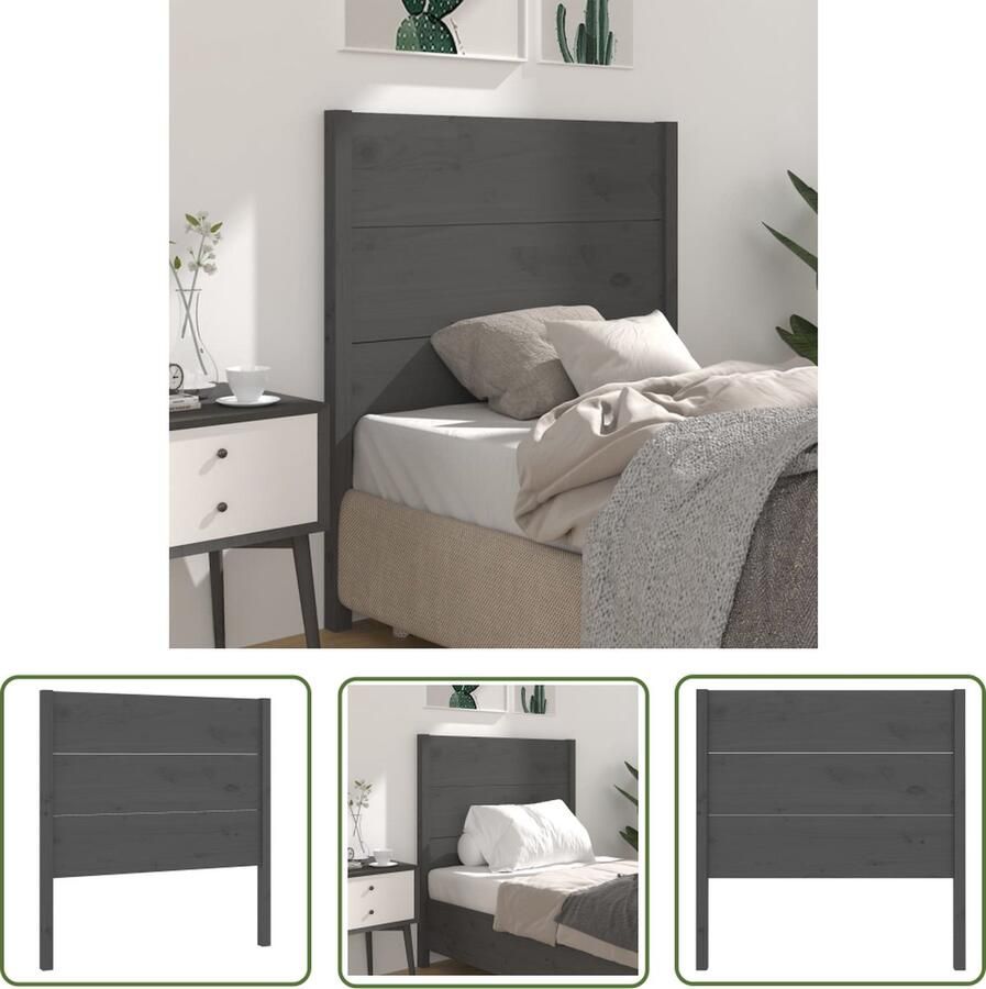 The Living Store Klassiek Grenenhouten Hoofdeinde 81x4x100 cm Grijs Klassieke Hoofdbord Houten Hoofdbord Grenenhouten Hoofdbord Grijze Hoofdbord Voor Bed