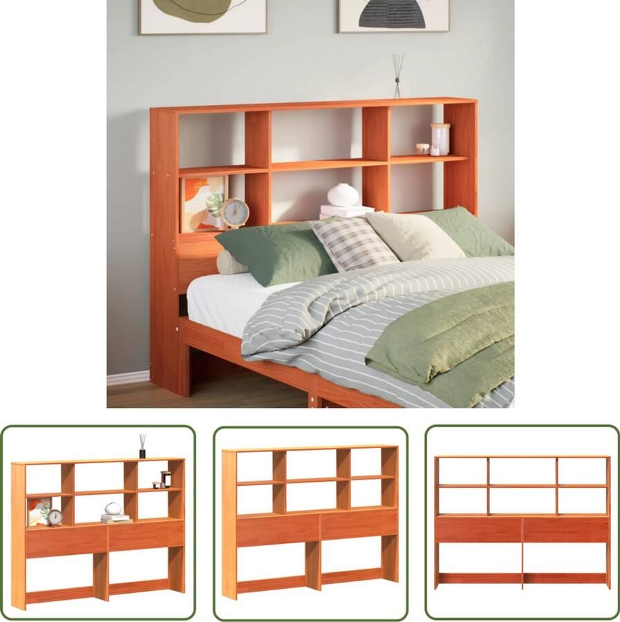 The Living Store Hoofdbord met opbergruimte 140 cm massief grenenhout wasbruin Hoofdbord Houten Hoofdbord Massief Grenenhout Hoofdbord Met Opbergvak Slaapkamervloer