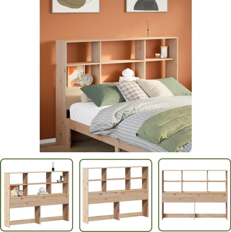 The Living Store Hoofdbord met opbergruimte 160 cm massief grenenhout Hoofdbord Houten Hoofdbord Stapelbare Hoofdbord Opberghoofd Bord Hoofdbord Met Lade