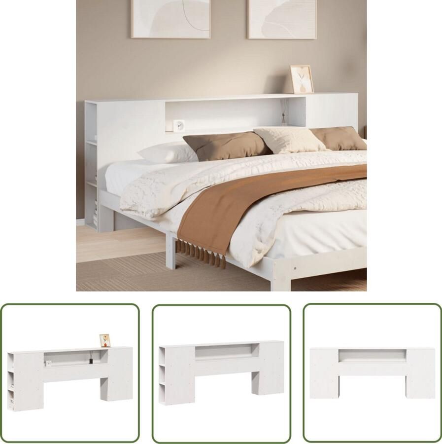 The Living Store Hoofdbord met opbergruimte 180 cm massief grenenhout wit Hoofdbord Houten Hoofdbord Grenenhouten Hoofdbord Wit Hoofdbord Met Opbergruimte