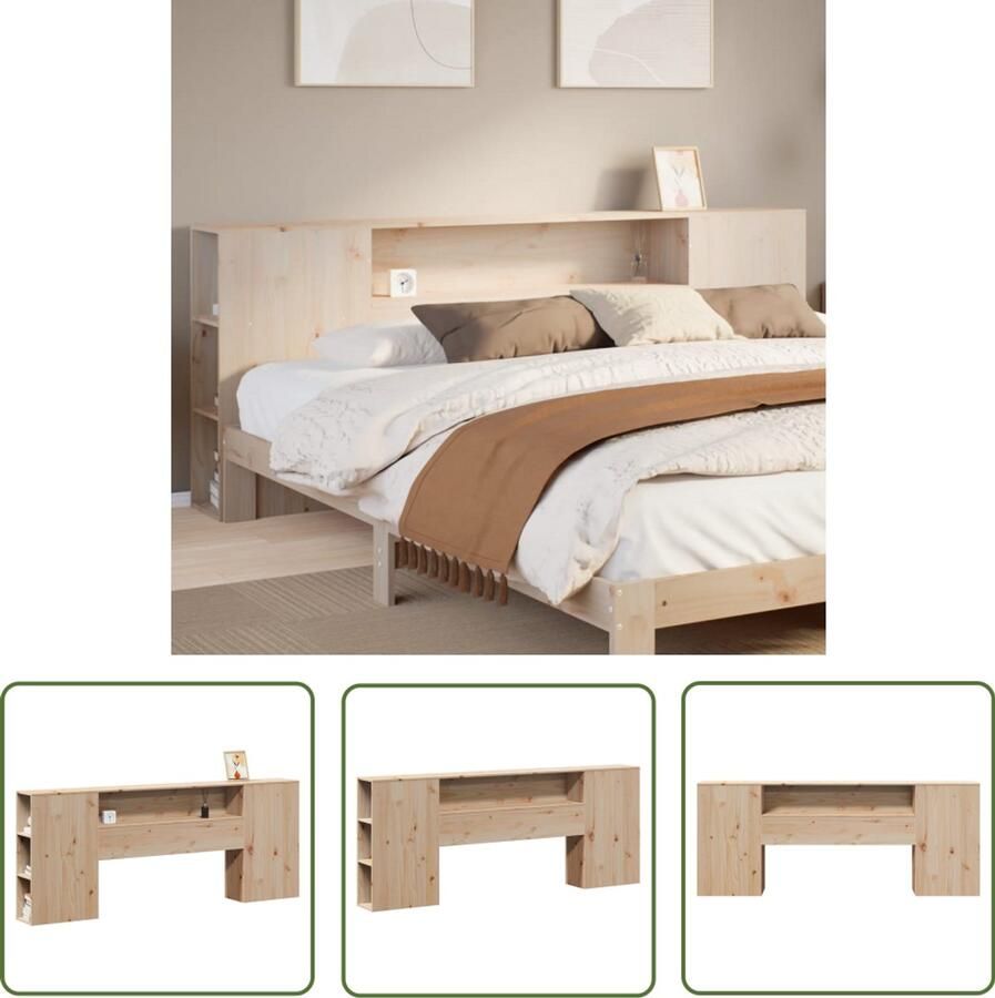 The Living Store Hoofdbord met opbergruimte 200 cm massief grenenhout Hoofdbord Houten Hoofdbord Hoofdbekleding Opbergruimte Slaapkamervloer