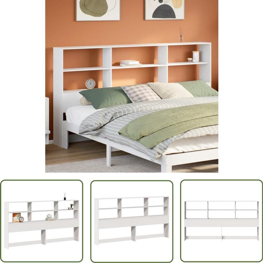 The Living Store Hoofdbord met opbergruimte 200 cm massief grenenhout wit Hoofdbord Houten Hoofdbord Met Opbergruimte Grenenhouten Hoofdbord Wit Hoofdbord