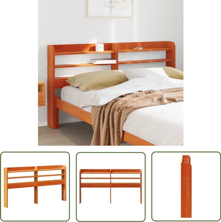 VidaXL Hoofdbord met schappen 120 cm massief grenenhout Hoofdbord Bedbank Houten Hoofdbord Grenenhout Hoofdbord Opberghoofd Bord Slaapkamer Meubels Vintage Hoofdbord Moderne Hoofdbord