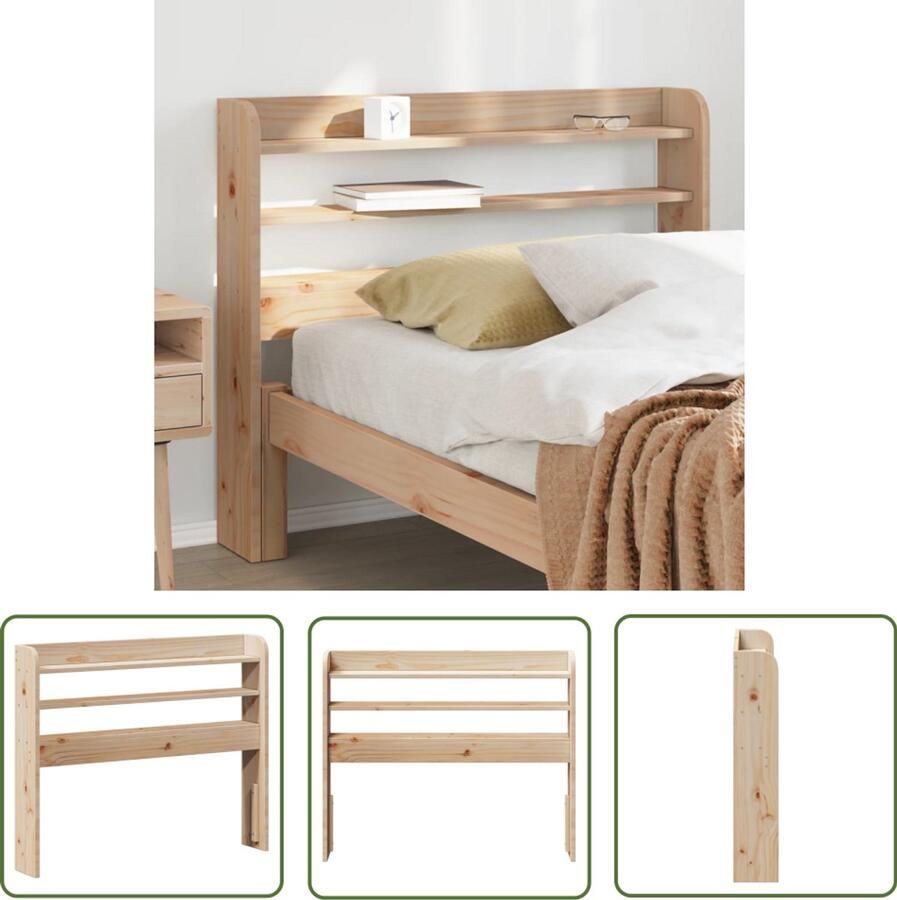 The Living Store Hoofdbord met schappen 75 cm massief grenenhout Hoofdbord Houten Hoofdbord Grenenhouten Hoofdbord Met Opbergvakken Hoofdbord Met Schappen