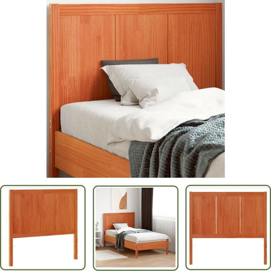 The Living Store Houten hoofdeinde 105.5 x 4 x 100 cm Massief grenenhout Hoofd Bord Houten Hoofdeinde Grenenhout Hoofdbord Bedroom Decoratie Vintage Hoofdbord