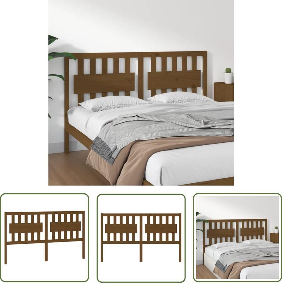 The Living Store Houten Hoofdeinde Massief Grenenhout 155.5 x 4 x 100 cm Honingbruin Hoofd Bord Houten Hoofdeinde Hoofdbord Bedroom Rustic Headboard Hout Meubels