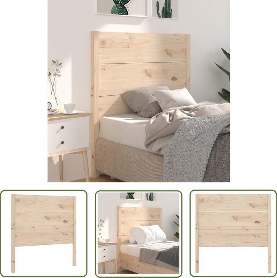 The Living Store Hoofdbord 106x4x100 cm massief grenenhout Hoofdboard Houten Hoofdeinde Rustic Interieur Bruine Meubels Slaapkamer Decoratie