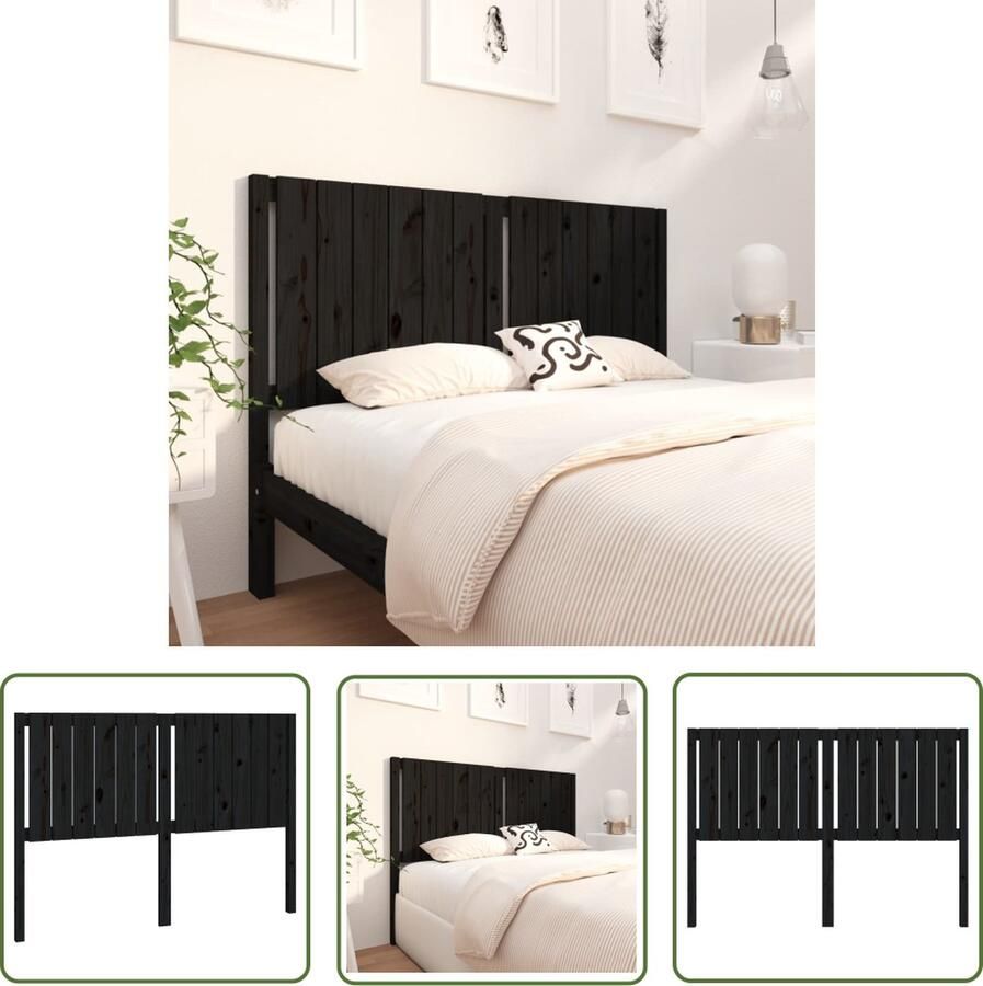 The Living Store Houten Hoofdeinde Houten Hoofdeinden 145.5 x 4 x 100 cm Zwart Hoofdboard Houten Hoofdeinde Hoofdbord Zwart Hoofdbord Vintage Rustic Headboard