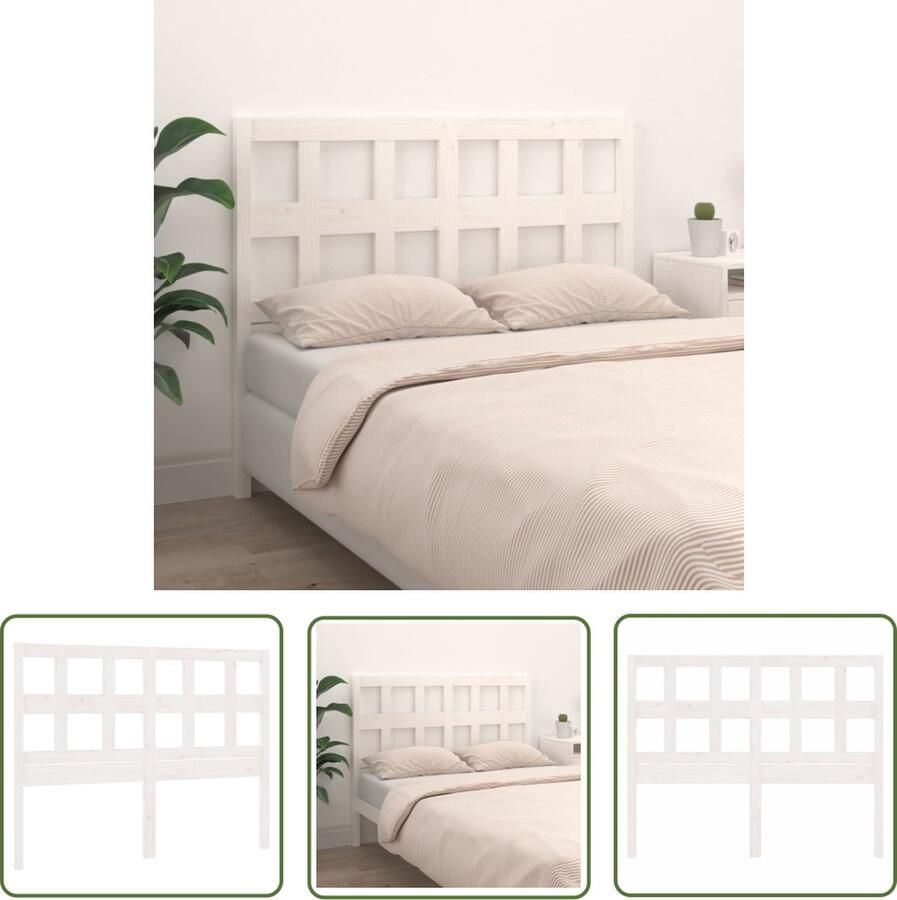 The Living Store Hoofdeinde Hout Wit 205.5 x 4 x 100 cm Grenenhout Hoofdboard Houten Hoofdeinde Grenenhout Hoofdbord Wit Hoofdbord Bedroomdecor