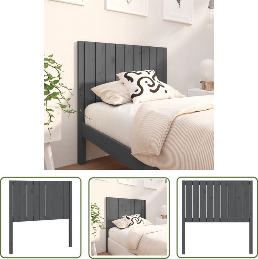 The Living Store Houten Hoofdeinde Grijs 95.5 x 4 x 100 cm Rustiek design Hoofdboard Houten Hoofdeinde Grieze Hoofdbord Rustic Headboard Bedroom Decor