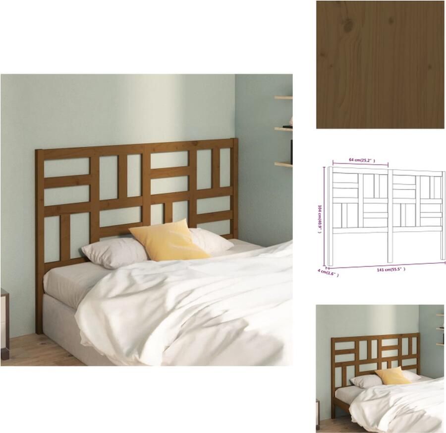 VidaXL Hoofdbord Hoofdborden Hoofdeinde Houten Hoofdbord 141x4x104 cm massief grenenhout honingbruin
