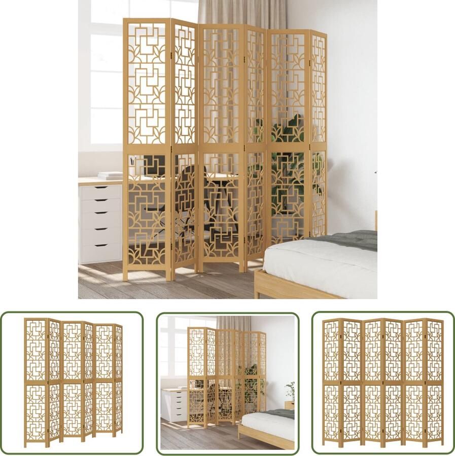 The Living Store Kamerscherm Bewerkt Houten Panelen 210-215 x 220 cm Flexibel Inklapbaar Kamerscherm Houten Kamersscherm Scheidingswand Paulownia Hout Designkamerscherm