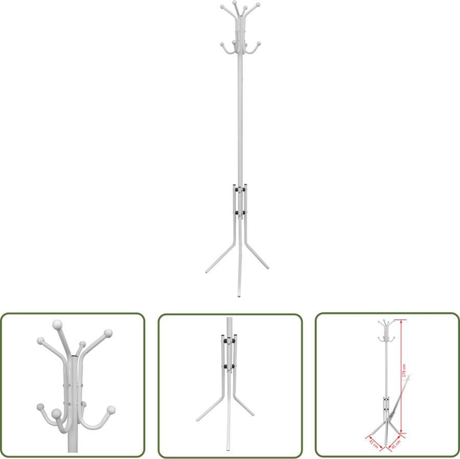 The Living Store Kapstok metaal wit Klassieke Kapstok Houten Kapstok Metalen Kapstok Wit Kapstok Entree Kapstok