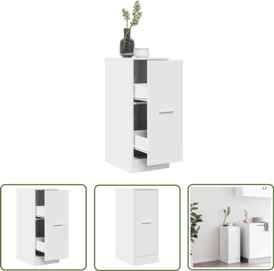 The Living Store Apothekerskast 30x41x77 5 cm bewerkt hout wit Apothekerkast Houten Kast Opslagkast Boekenkast Vintage Kast