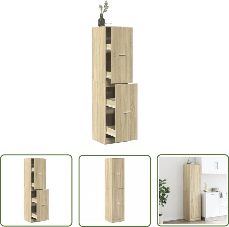 VidaXL Houten Kast Apothekerkast Apothekerskast 40x41x174 5 cm bewerkt hout sonoma eikenkleurig Opslagkast Salontafel Bureaulade