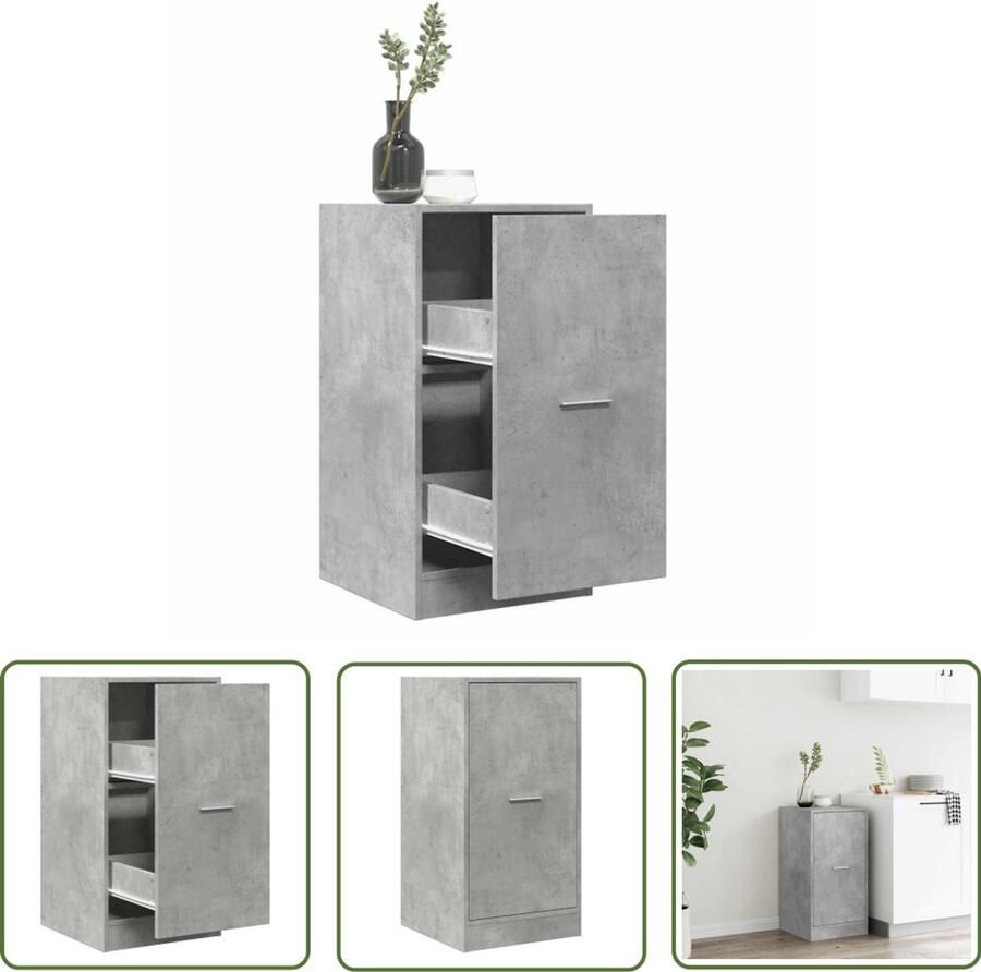 The Living Store Apothekerskast 40x41x77 5 cm bewerkt hout betongrijs Apothekerkast Houten Kast Opbergkast Vintage Kast Badkamerkast