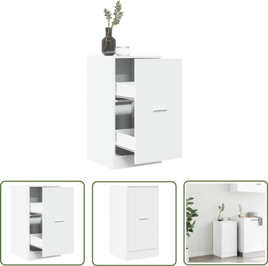 The Living Store Apothekerskast 40x41x77 5 cm bewerkt hout wit Apothekerkast Houten Kast Opslagoplossing Vintage Kast Bureaulade