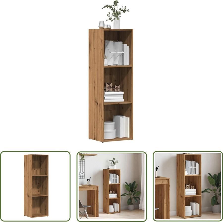 The Living Store Boekenkast 36x30x114 cm bewerkt hout artisanaal eikenkleur Boekenkast Houten Kast Eik Kleur Opslagruimte Bibliotheekkast