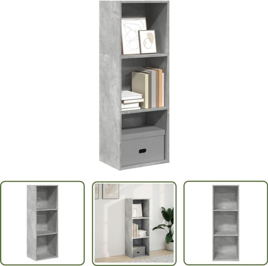 The Living Store Boekenkast 40x30x114 cm bewerkt hout betongrijs Boekenkast Houten Kast Opbergkast Interieurdecoratie Livingroom Furniture