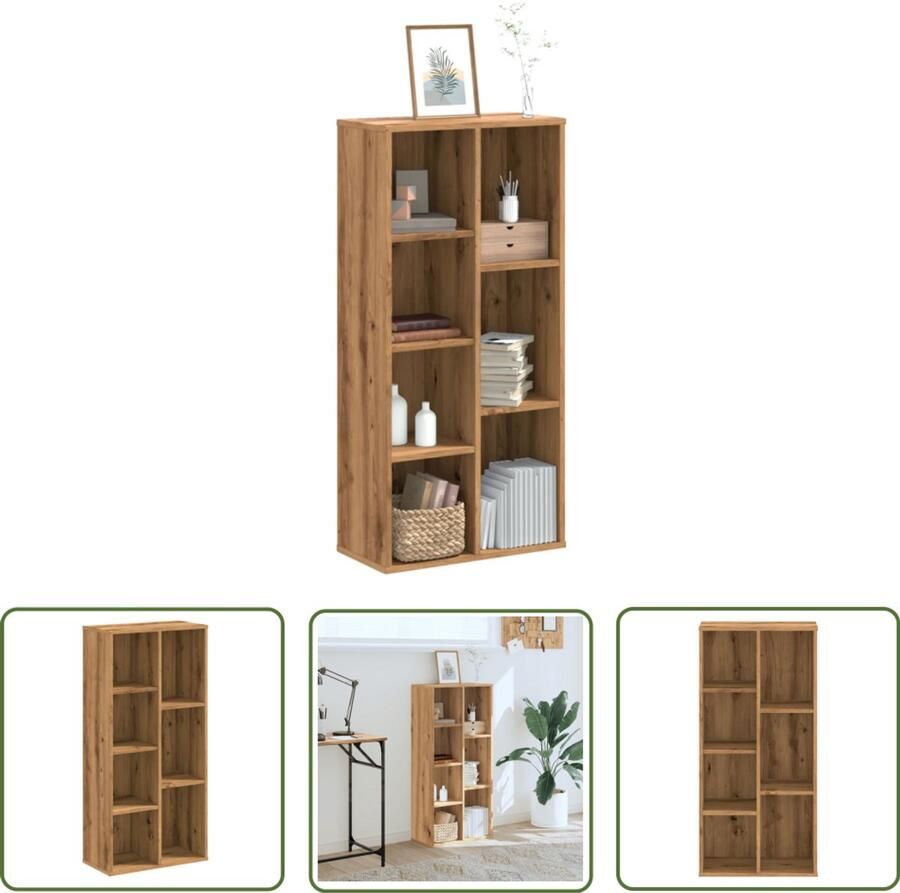 The Living Store Boekenkast 50x25x105 cm bewerkt hout artisanaal eikenkleurig Boekenkast Houten Kast Eiken Kleur Opbergkast Bibliotheek