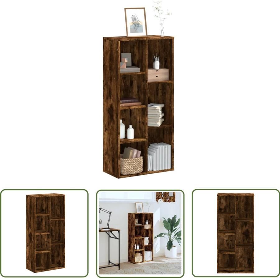 The Living Store Boekenkast 50x25x105 cm bewerkt hout gerookt eikenkleurig Boekenkast Houten Kast Opbergkast Bibliotheekkast Livingroom Furniture