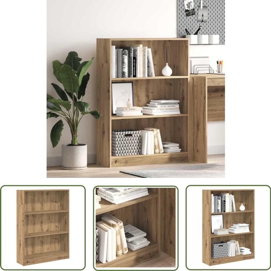VidaXL Boekenkast 80x24x109 cm bewerkt hout artisanaal eikenkleurig Boekenkast Houten Kast Opslagoplossing Bibliotheekkast Interieurdecoratie