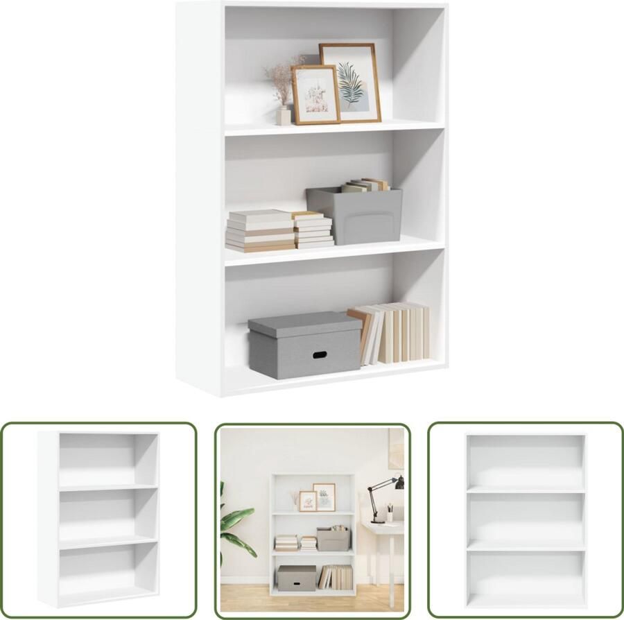 The Living Store Boekenkast 80x30x114 cm bewerkt hout wit Boekenkast Houten Kast Opbergkast Bibliotheekkast Witte Kast
