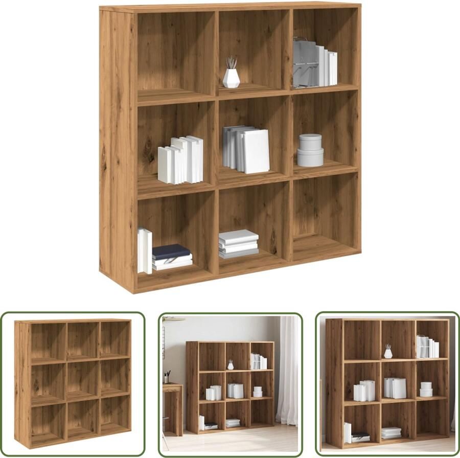 The Living Store Boekenkast 98x29x97 5 cm artisanaal eikenkleur Boekenkast Houten Kast Opslagoplossing Bibliotheekkast Woonaccessoires