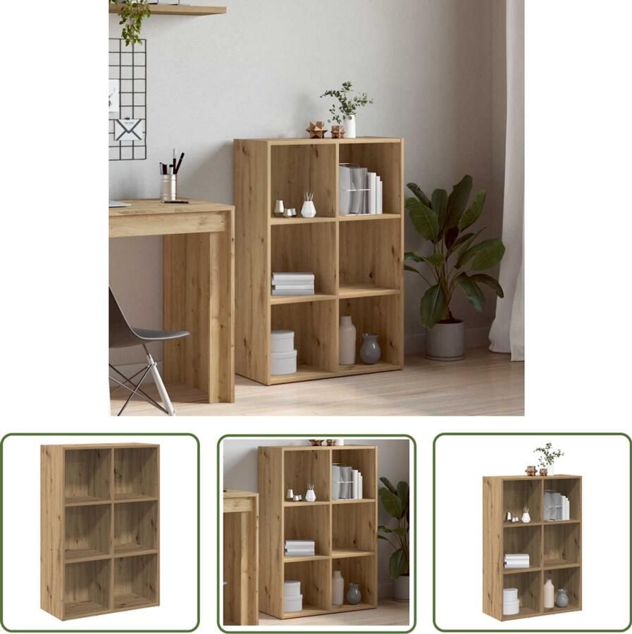 The Living Store Boekenkast dressoir 66x30x98 cm bewerkt hout artisanaal eiken Boekenkasten Houten Kast Design Boekenkast Opslagoplossing Livingroom Furniture