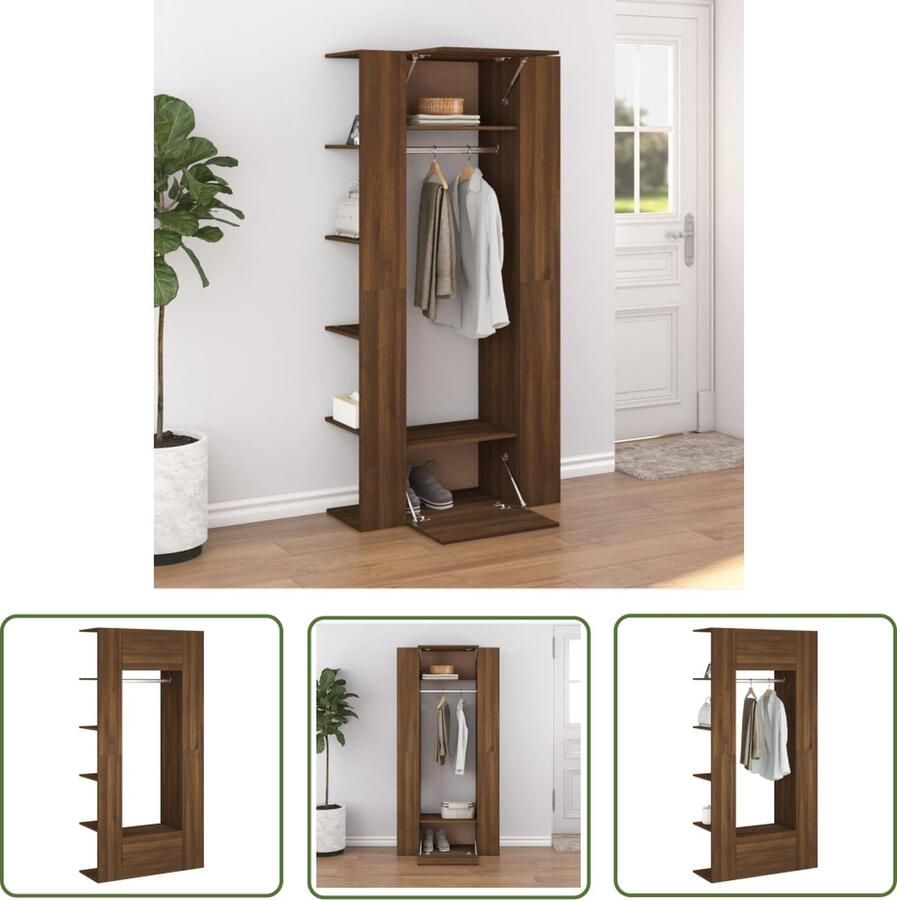The Living Store Gangkast Classic Gangkasten 97.5 x 37 x 99 cm Bruineiken Gangkast Houten Kast Bergruimte Entreehal Vintage Kast - Foto 2