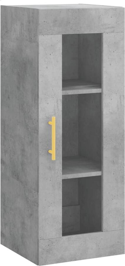 The Living Store Hangkast 34 5x34x90 cm betongrijs Zwevende Wandkast Hangkast Houten Kast Betonnen Grijze Kast Opbergkast - Foto 2