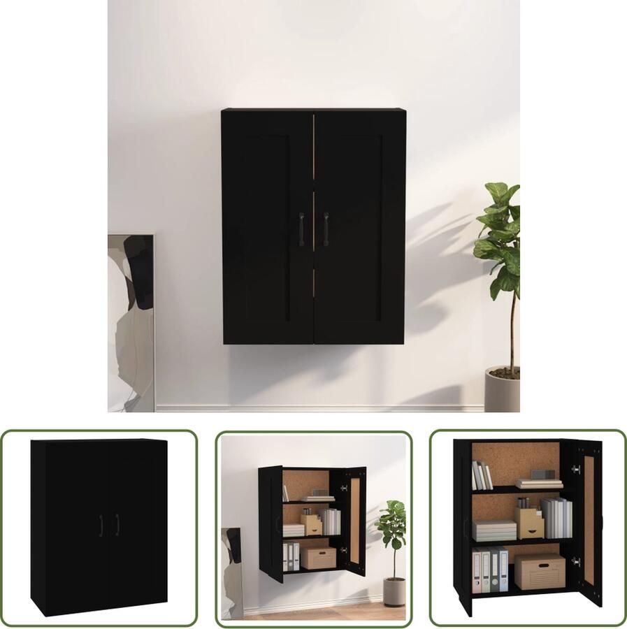 The Living Store Hangkast 69 5x32 5x90 cm zwart Hangkast Zwarte Hangkast Houten Hangkast Wandkast Opslagoplossing