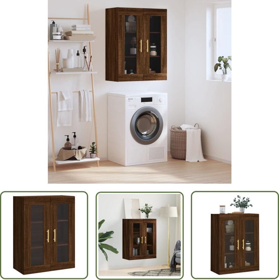 The Living Store Hangkast 69 5x34x90 cm bruin eikenkleur Hangkast Wandkast Houten Kast Opbergkast Bruine Eiken
