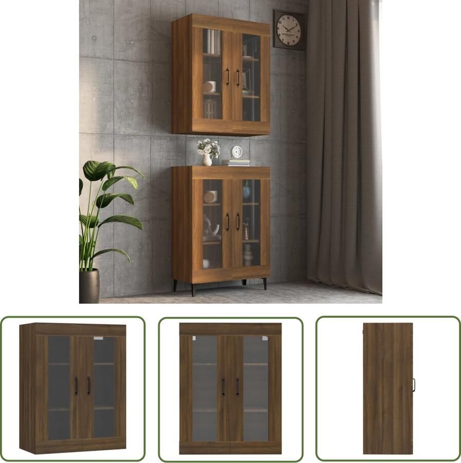 The Living Store Hangkast 69 5x34x90 cm bruin eikenkleur Hangkast Houten Kast Bruine Eiken Opbergkast Wandkast - Foto 2