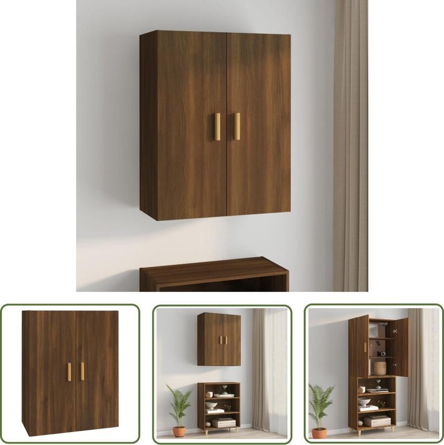 The Living Store Hangkast 69 5x34x90 cm bruin eikenkleur Hangkast Houten Kast Bruine Eiken Opbergkast Wandkast - Foto 3