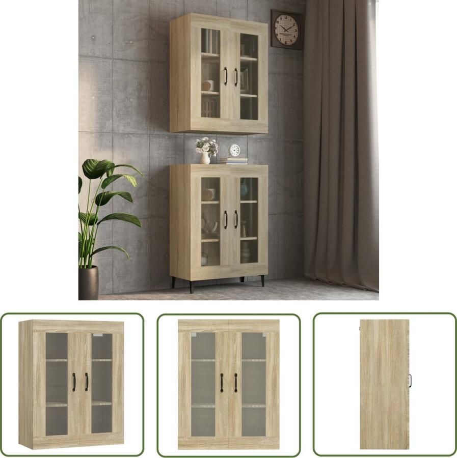 The Living Store Hangkast 69 5x34x90 cm sonoma eikenkleurig Hangkast Houten Kast Badkamerkast Slaapkamerkast Woonkamerkast