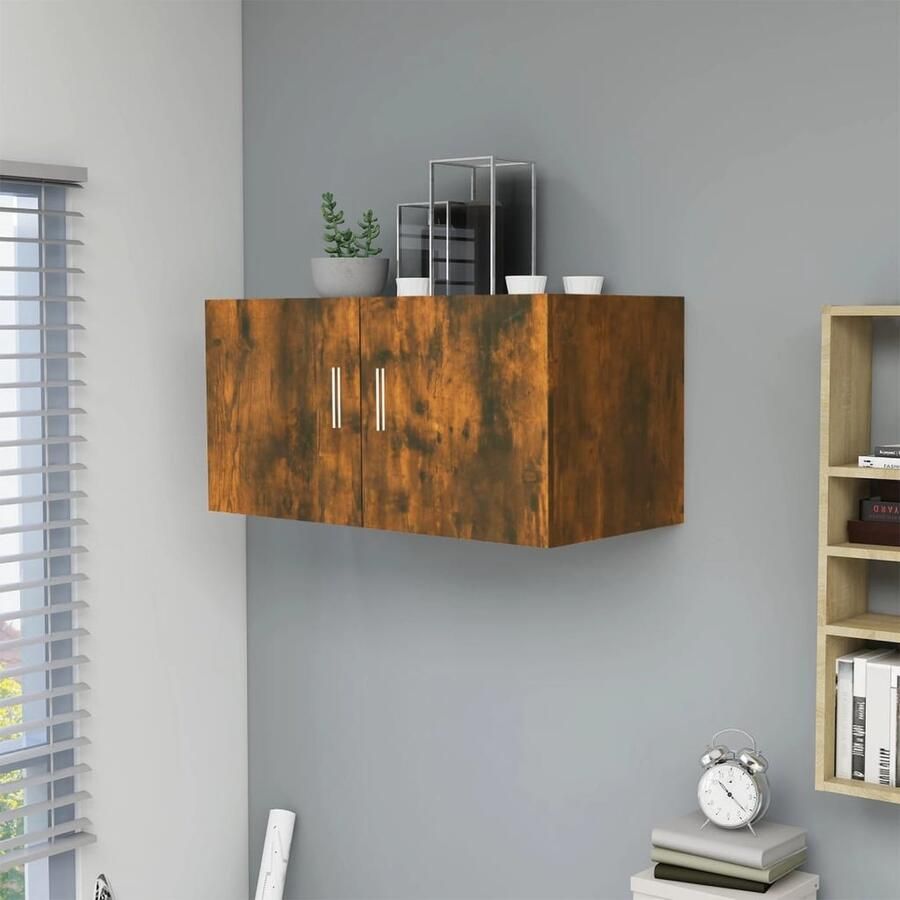 VidaXL Houten Kast Hangkast 80x39x40 cm bewerkt hout gerookt eikenkleurig Bruine Kast Badkamerkast Keukenkast