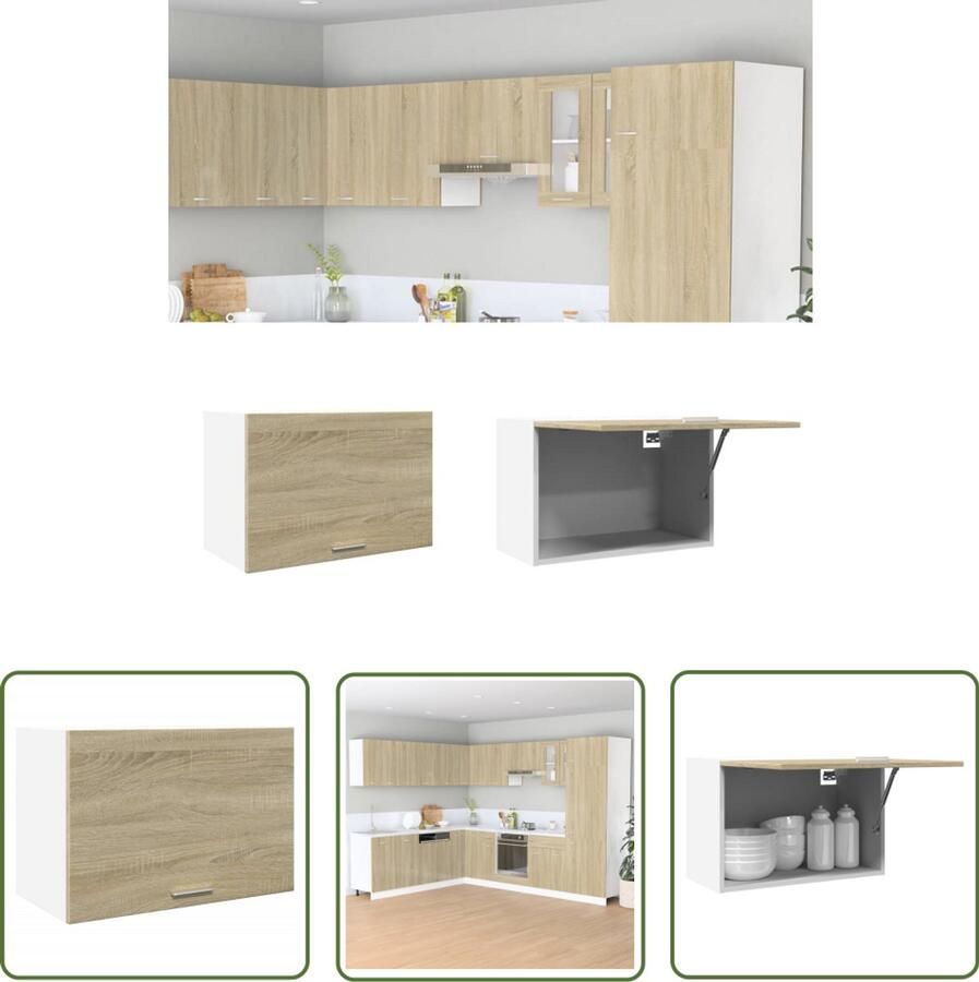 The Living Store Hangkast 60x31x40 cm spaanplaat sonoma eikenkleurig Keukenkast Wandkast Opbergkast Houten Kast Sonoma Eiken