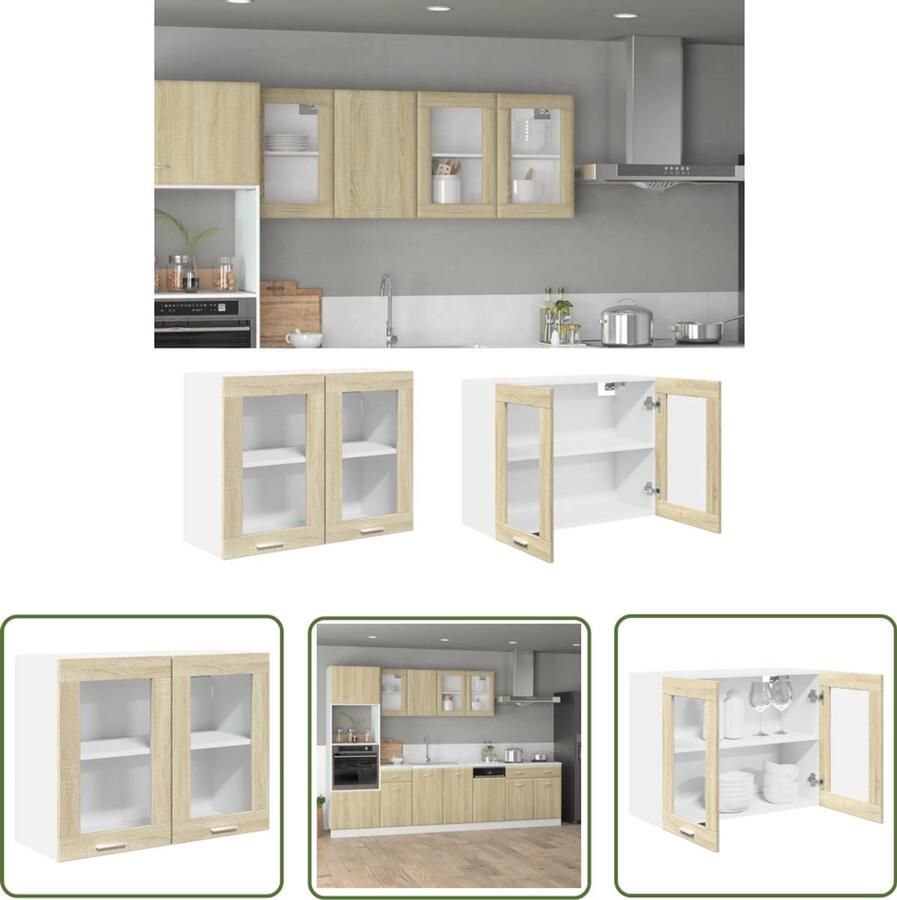 VidaXL Hangkast Lyon 80x31x60 cm bewerkt hout sonoma eikenkleurig Hangkast Houten Kast Bruine Kast Salontafel Tv Meubel