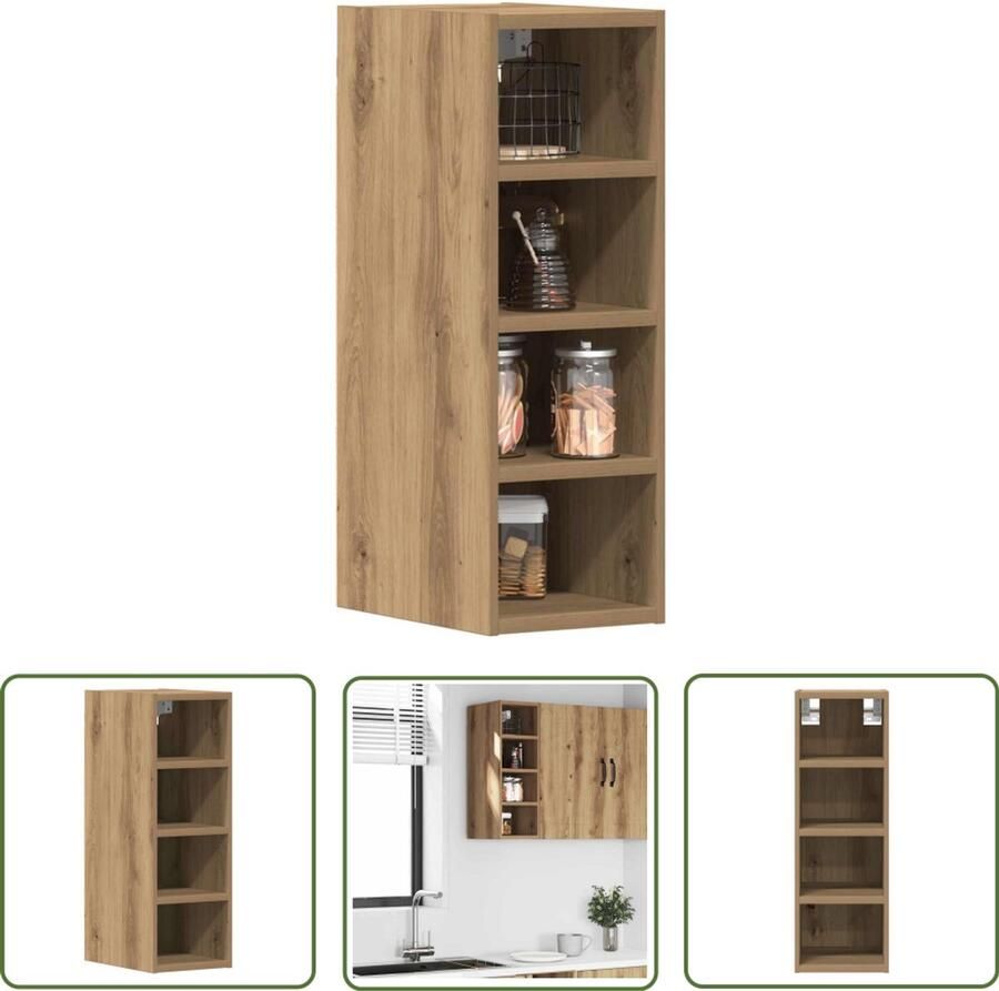 The Living Store Hangkast 20x29 5x60 cm bewerkt hout artisanaal eikenkleur Wandkast Keukenopbergruimte Houten Kast Houtskelet Opslagmogelijkheden