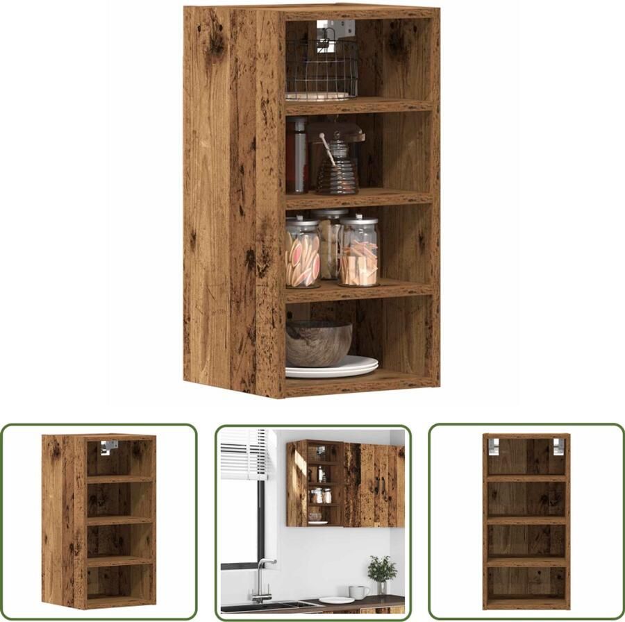 VidaXL Hangkast Riga 30x29 5x60 cm bewerkt hout oud houtkleurig Hangkast Houten Kast Opslagoplossing Keukenkasten Wandkast